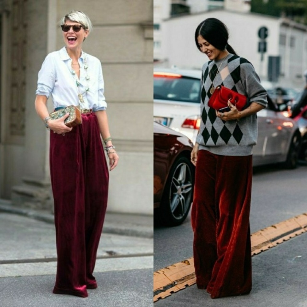 ONE LEFT! Wide Leg Velvet Pants - Picture 4 of 4